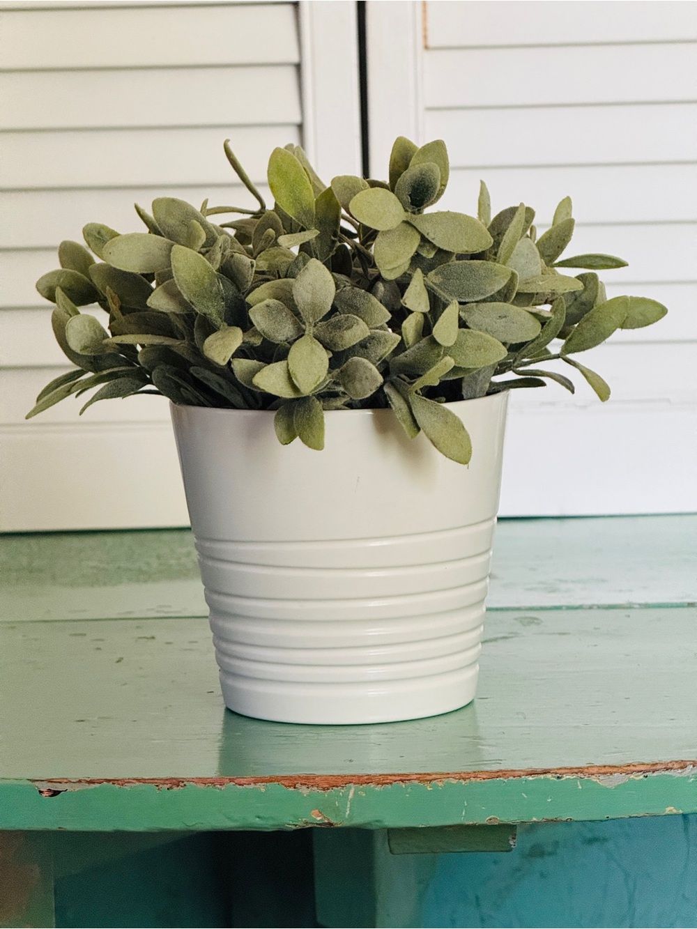 Faux Plant In White Pot